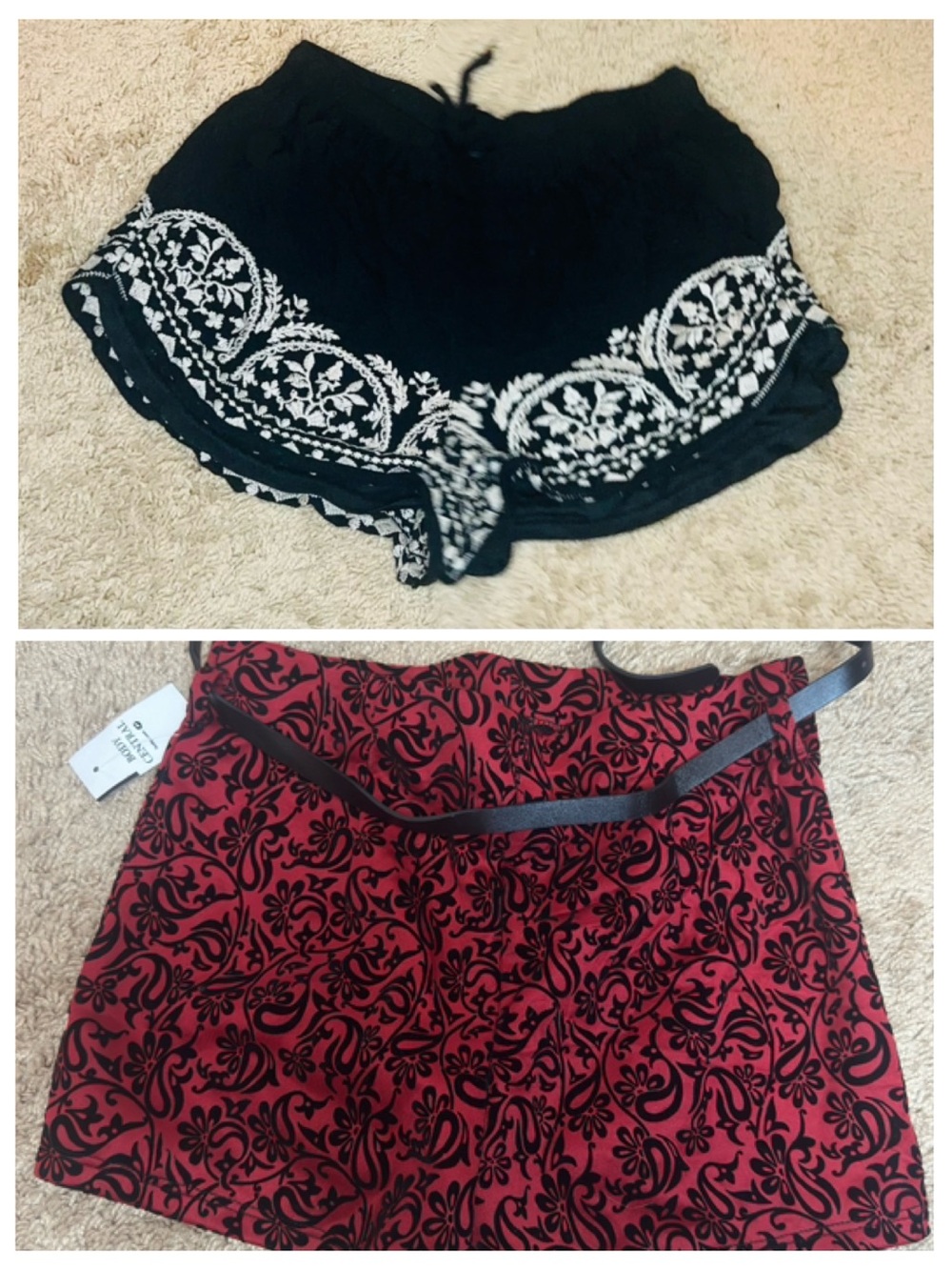 High Waist Embroidered Black Shorts